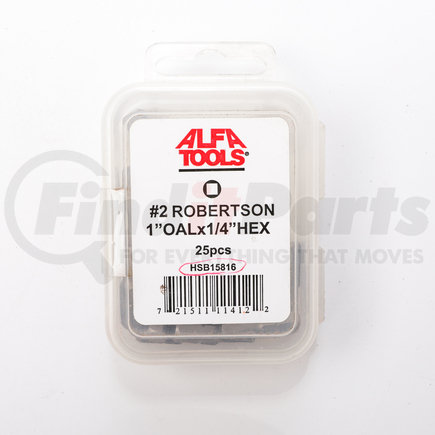 HSB15816 by ALFA TOOLS - #2 SQUARE 1 X 1/4 HEX INSERT