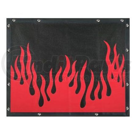 2043F-FLAME by ROADMASTER - Flame Design Bug Screen. Vinyl Mesh. Irregular Size 8 Snaps