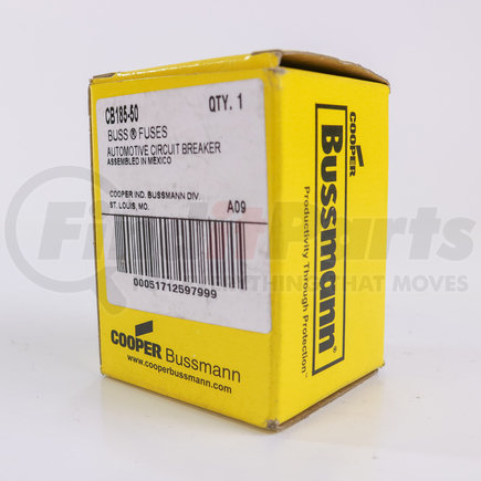 CB185-50 by BUSSMANN FUSES - 50 Amp Circuit Breaker - Type III, Flush Mount, Switchable/Manual, 30VDC