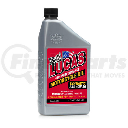 10708 by LUCAS OIL - Synthetic SAE 10W-30 Motorcycle Oil