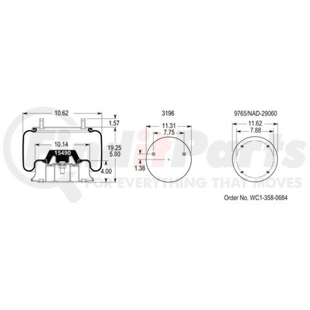 W01-358-8050 by FIRESTONE - Airide Air Spring Reversible Sleeve 1T19ZK-5.7