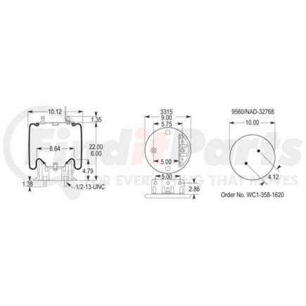 W013589371 by FIRESTONE - Airide Air Spring Reversible Sleeve 1T15MT-8