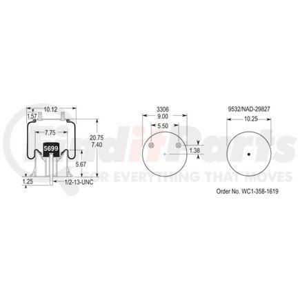 W013589644 by FIRESTONE - Airide Air Spring Reversible Sleeve 1T15MBTW-6