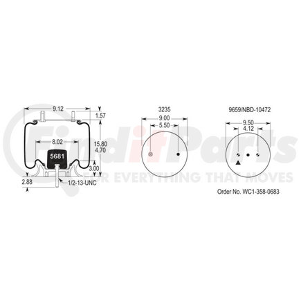 W013588922 by FIRESTONE - Airide Air Spring Reversible Sleeve 1T15L-4