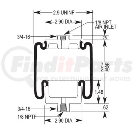 Firestone W023587017 Suspension Air Spring Kit Air Spring Sleeve Style