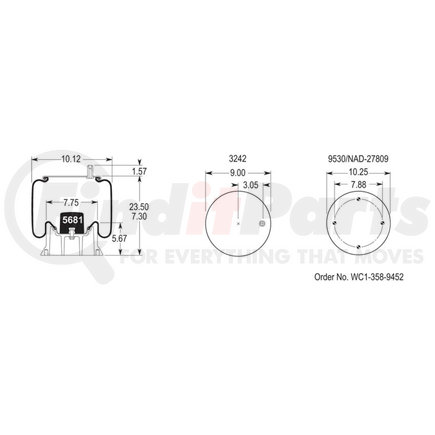 W013588855 by FIRESTONE - Airide Air Spring Reversible Sleeve 1T15M-9