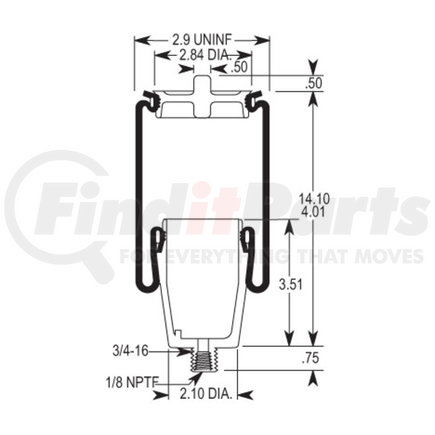 Firestone W023587074 Suspension Air Spring Kit Air Spring Sleeve Style