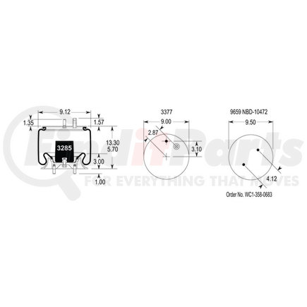 W013588597 by FIRESTONE - 1T15LP1. 5 AIR SPRING