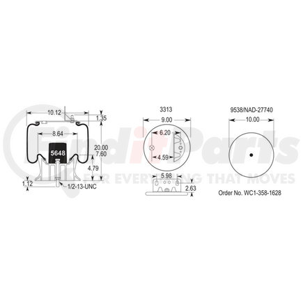 W013589643 by FIRESTONE - Airide Air Spring Reversible Sleeve 1T15MT-6