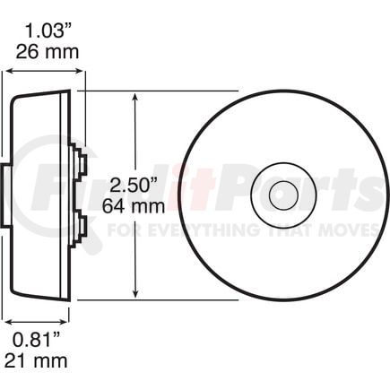 M163A-MV by PETERSON LIGHTING - LED Marker/ Clearance, PC-Rated, Round, 2.5", Multi-volt, amber, bulk pack