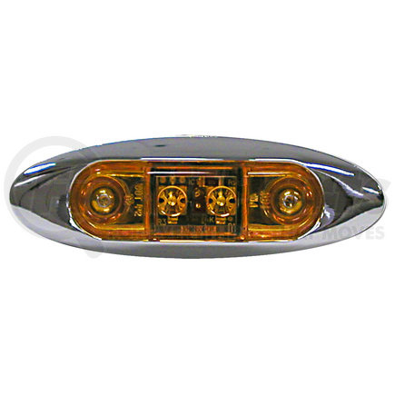 V168XA by PETERSON LIGHTING - 3.95" x 1.35" Oblong 2-LED Amber Clearance/Marker Light, with Clear Lens/Chrome Bezel, Viz Pack