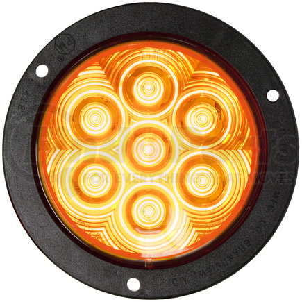 M818A-7 by PETERSON LIGHTING - 817A-7/818A-7 LumenX® 4" Round LED Front and Rear Turn Signal, AMP - Amber Flange Mount