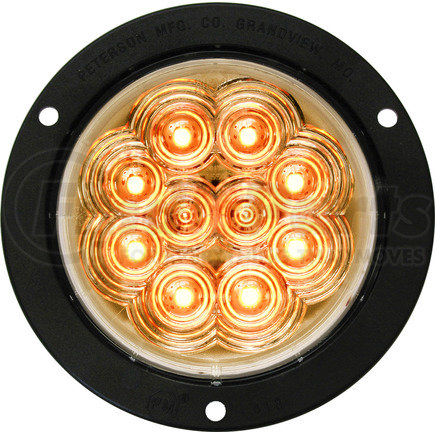 M818TA-2C by PETERSON LIGHTING - 817TA/818TA 4" Round Amber Rear Turn Signal Light - Amber with Clear Lens & Flange Mount