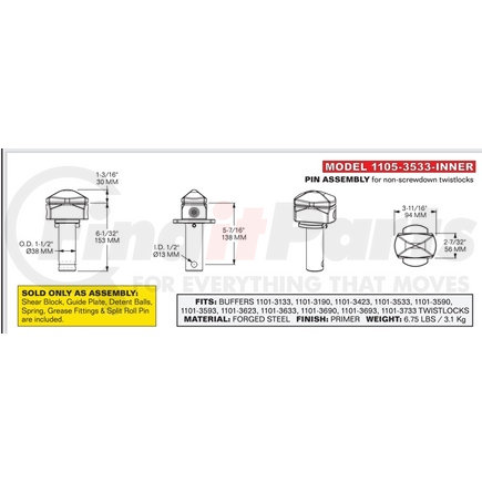 1105-3533-INNER by BUFFERS USA - PIN ASSEMBLY