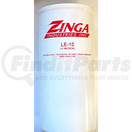 LE-10 by ZINGA HYDRAULICS - Zinga Spin on Filter 10 Micron 1-1/2" - 16 Threads 5.1" Diameter 10.9"