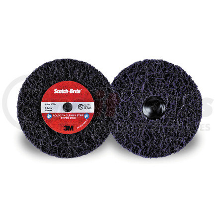 3M 21552 Scotch-Brite Roloc+ Clean and Strip XT Pro Disc, XO-ZR, SiC Extra Coarse, TR+, Purple, 4 in x 1/2 in, 1/PKG, Item #
