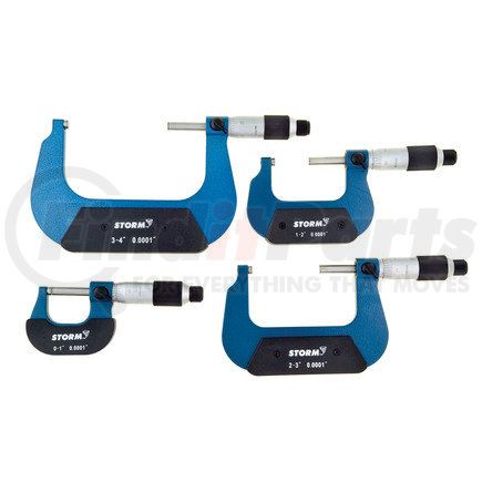 3M114 by CENTRAL TOOLS - Conventional Micrometer 4pc Set, 0-4”, .0001” Graduations