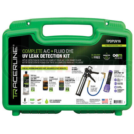 TPOPUV16 by TRACERLINE - Complete A/C & Fluid Dye UV Leak Detection Kit