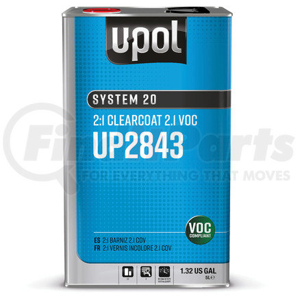 UP2843 by U-POL PRODUCTS - 2.1 VOC CLEARCOAT, 5 L
