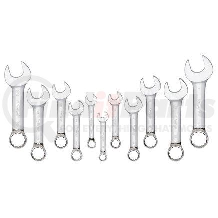 99505 by PLATINUM - 11 Pc. SAE Stubby Full Polished Combination Wrench Set