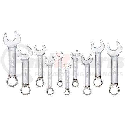99525 by PLATINUM - 10 Pc. Metric Stubby Full Polished Combination Wrench Set