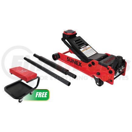 66035SJCR by SUNEX TOOLS - 3.5 Ton Steel Service Jack w/FREE Creeper Seat