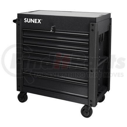 8035XTFDBK by SUNEX TOOLS - 6 Drawer Slide Top Service Cart w/ Power Strip, Black