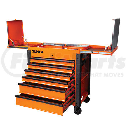 8035XTFDOR by SUNEX TOOLS - 6 Drawer Slide Top Service Cart w/ Power Strip, Orange