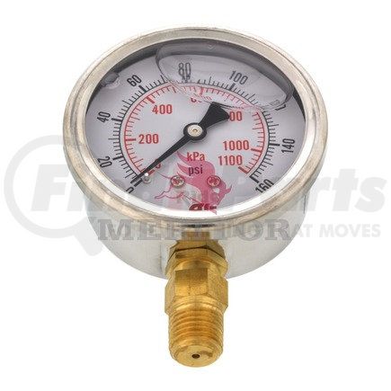 R986071 by MERITOR - Air Pressure Gauge - 2.5", 0-160psi, Bottom Mount, Liquid Filled, 1/4 NPT.