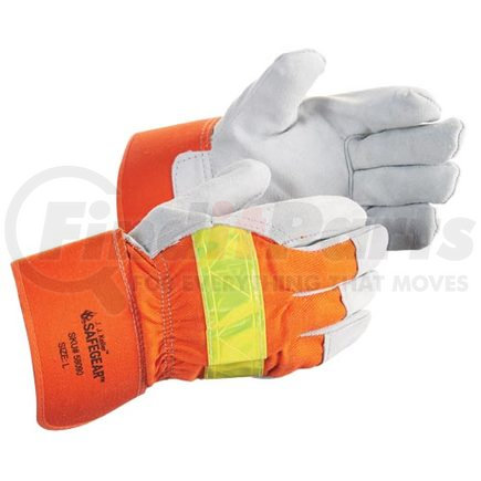 58090 by JJ KELLER - J. J. Keller™ SAFEGEAR™ Cowhide Split Leather Hi-Vis Work Glove - Large Gloves, Sold as 1 Pair