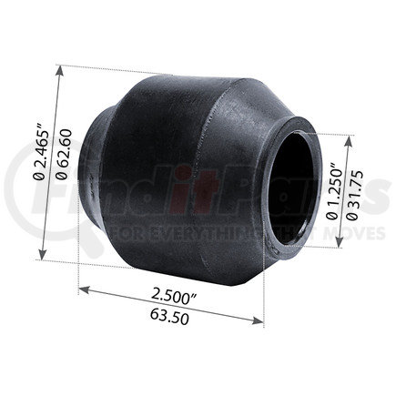 WA04-3004 by WORLD AMERICAN - Suspension Thrust Arm Bushing - Type 2, 2.500" Length, 1.250" ID, 2.465" OD