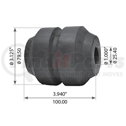 WA04-3019 by WORLD AMERICAN - Suspension Equalizer Beam Bushing - Rubber, 3.940" Length, 1.000" ID, 3.125" OD