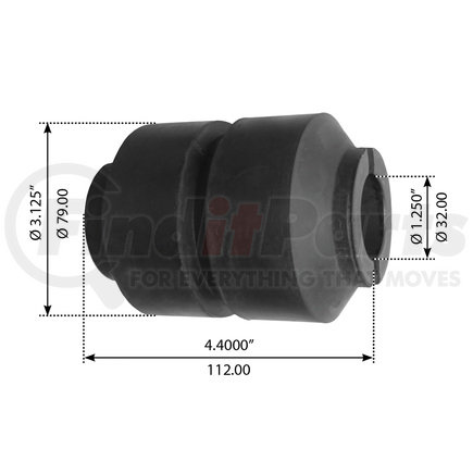 WA04-3024 by WORLD AMERICAN - Suspension Equalizer Beam Bushing - Rubber, 4.400" Length, 1.250" ID, 3.125" OD