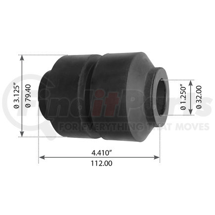 WA04-3025 by WORLD AMERICAN - Suspension Equalizer Beam Bushing - Rubber, 4.410" Length, 1.250" ID, 3.125" OD