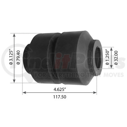 WA04-3026 by WORLD AMERICAN - Suspension Equalizer Beam Bushing - Rubber, 4.625" Length, 1.250" ID, 3.125" OD