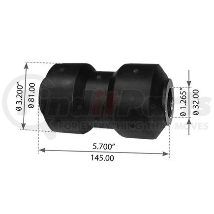 WA04-3027 by WORLD AMERICAN - Suspension Equalizer Beam Bushing - Rubber, 5.700" Length, 1.265" ID, 3.200" OD