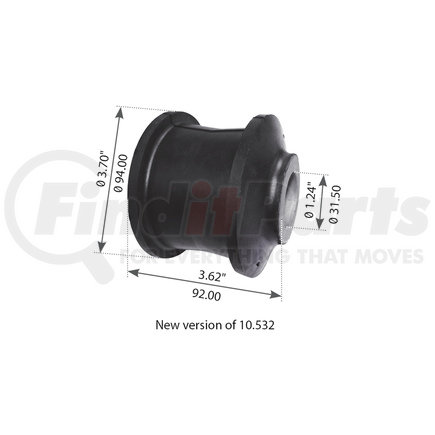 WA04-3053 by WORLD AMERICAN - Beam Axle Pivot Bushing - 3.62 in. Length, 1.24 in. ID, 3.70 in. OD,