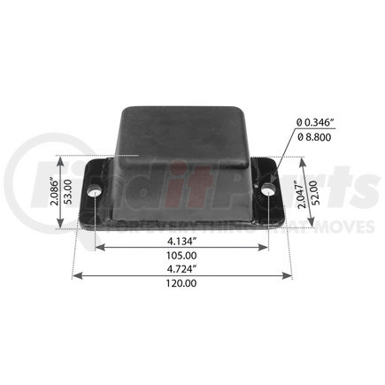 WA04-3140 by WORLD AMERICAN - Suspension Bump Stop - 4.724" Length, 2.047" Width, 0.346" Hole Diameter