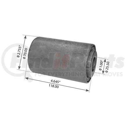 WA04-3153 by WORLD AMERICAN - Suspension Equalizer Beam Bushing - Rubber, 4.645" Length, 1.000" ID, 2.755" OD