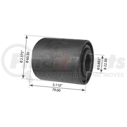 WA04-3154 by WORLD AMERICAN - Suspension Equalizer Beam Bushing - Rubber, 3.110" Length, 0.885" ID, 2.375" OD