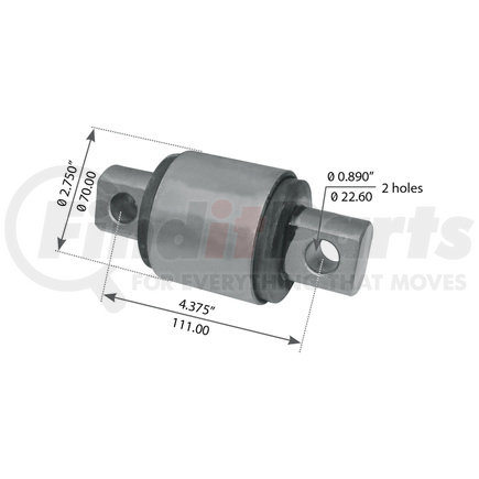 WA04-3199 by WORLD AMERICAN - Suspension Thrust Arm Bushing - Type 1, 4.375" C to C Length, 2.750" Body Diameter