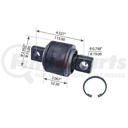 WA04-3243 by WORLD AMERICAN - Suspension Thrust Arm Bushing - Type 1, 4.527" C to C Length, 2.952" Body Diameter