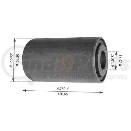 WA04-4000 by WORLD AMERICAN - Suspension Equalizer Beam Bushing - Rubber, 4.750" Length, 1.015" ID, 2.500" OD