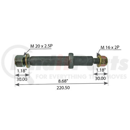 WA07-2181 by WORLD AMERICAN - Suspension Shock Absorber Stud - 8.68 in., M20 x 2.5 End 1 Thread