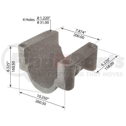 WA12-2004 by WORLD AMERICAN - Air Suspension Wear Pad - Bottom, 10.250" Length, 1.220" Hole Diameter