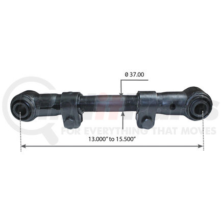 WA12-2024 by WORLD AMERICAN - Axle Torque Rod - 13.000-15.500" Length, Adjustable, with Bushing, for Hutchens