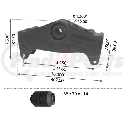 WA12-2052 by WORLD AMERICAN - Suspension Equalizer Beam - 16.000" Length, 1.260" Center Bushing Hole I.D, with Bushing