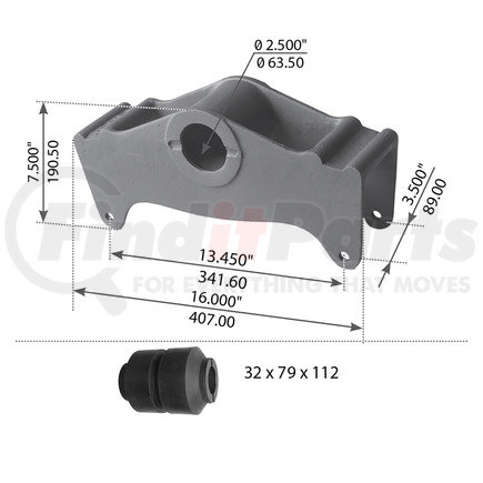 WA12-2053 by WORLD AMERICAN - Suspension Equalizer Beam - 13.5 in. Bolt Hole C-C, 1.25 in. ID, 3 in. OD