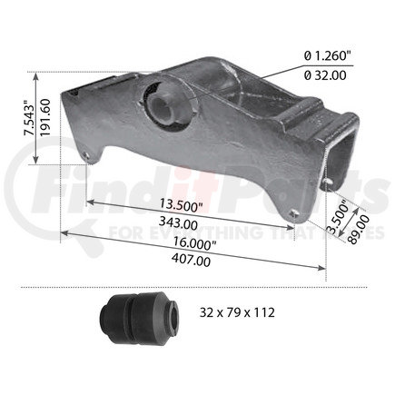 WA12-2056 by WORLD AMERICAN - Suspension Equalizer Beam - 13.5 in. Bolt Hole C-C, 1.26 in. ID, 3 in. OD