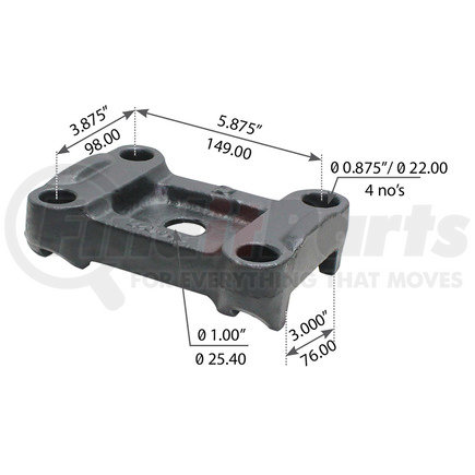 WA12-2062 by WORLD AMERICAN - Leaf Spring Axle U-Bolt Plate - 5.875" Length Hole C to C, 1.000" Center Hole Dia.